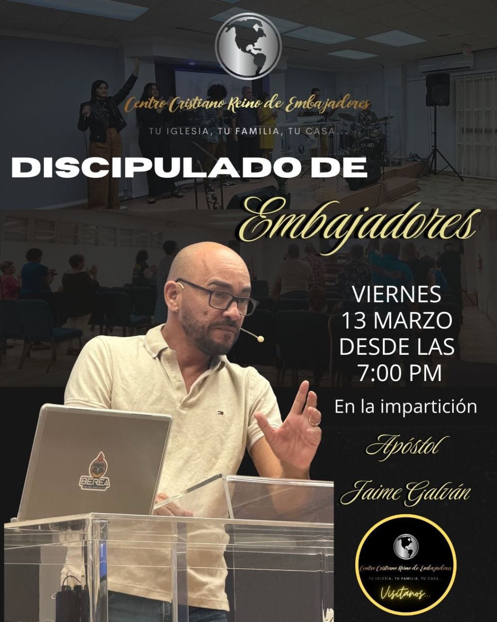 Apóstol Jaime Galvan ministrando discipualdo
